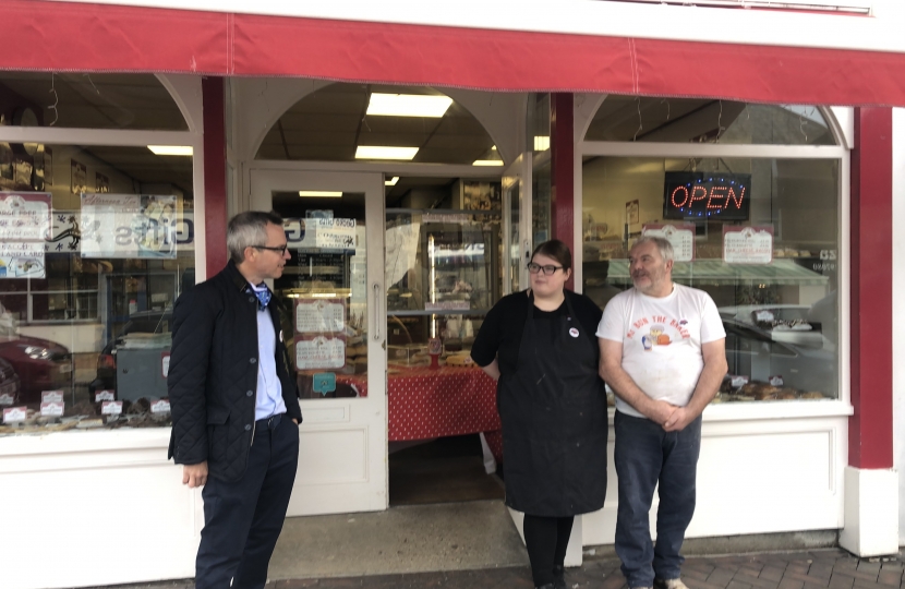 James with Sophie and Pete at Mr. Bun the Bakers