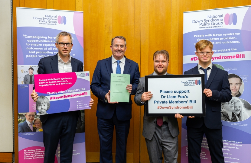 James with Liam Fox and campaigners