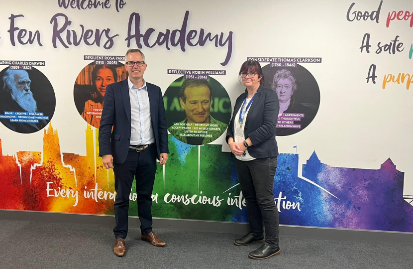 Fen Rivers, James Wild MP and Amanda Fewkes, Headteacher