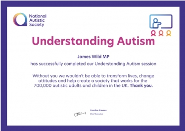 James' Understanding Autism certificate